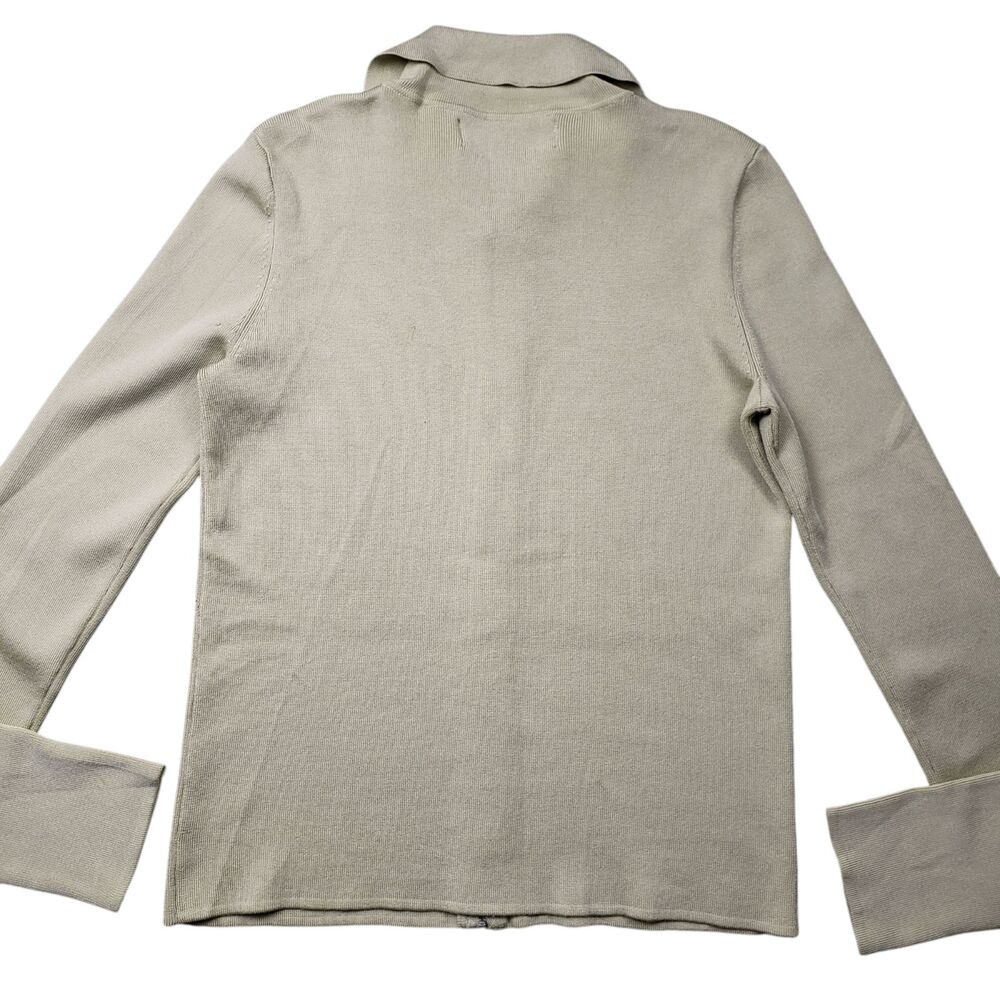 Vtg Collection Fifty Nine Silk Zip Cardigan Sweater Small Collared Y2K Preppy - Picture 8 of 11